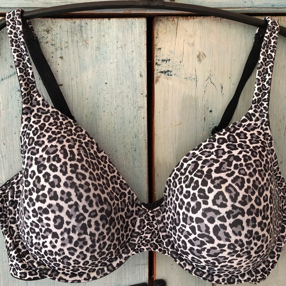 Soma smooth soft cup underwire black, white, gray animal print bra, Size 38D - Picture 5 of 8